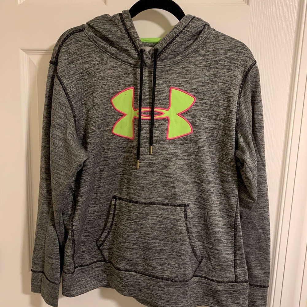 Under armour gray hoodie with neon logo
